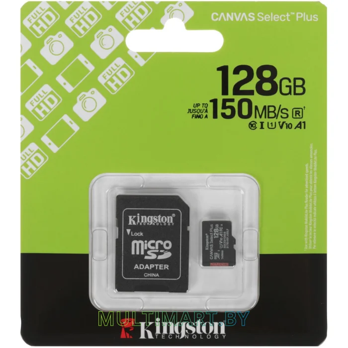 Карта памяти Kingston Canvas Select Plus microSDXC 128GB с адаптером (SDCS3/128GB)